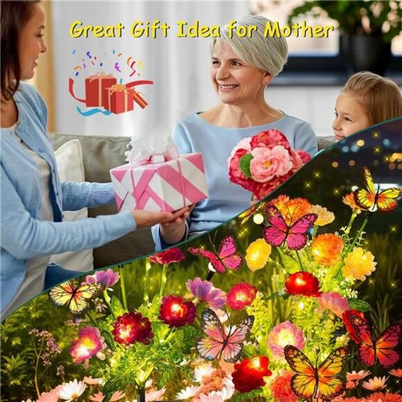 3 Pack Swaying Solar Lights with 9 Butterflies & 21 Blooming Flowers - Picture 5 of 7